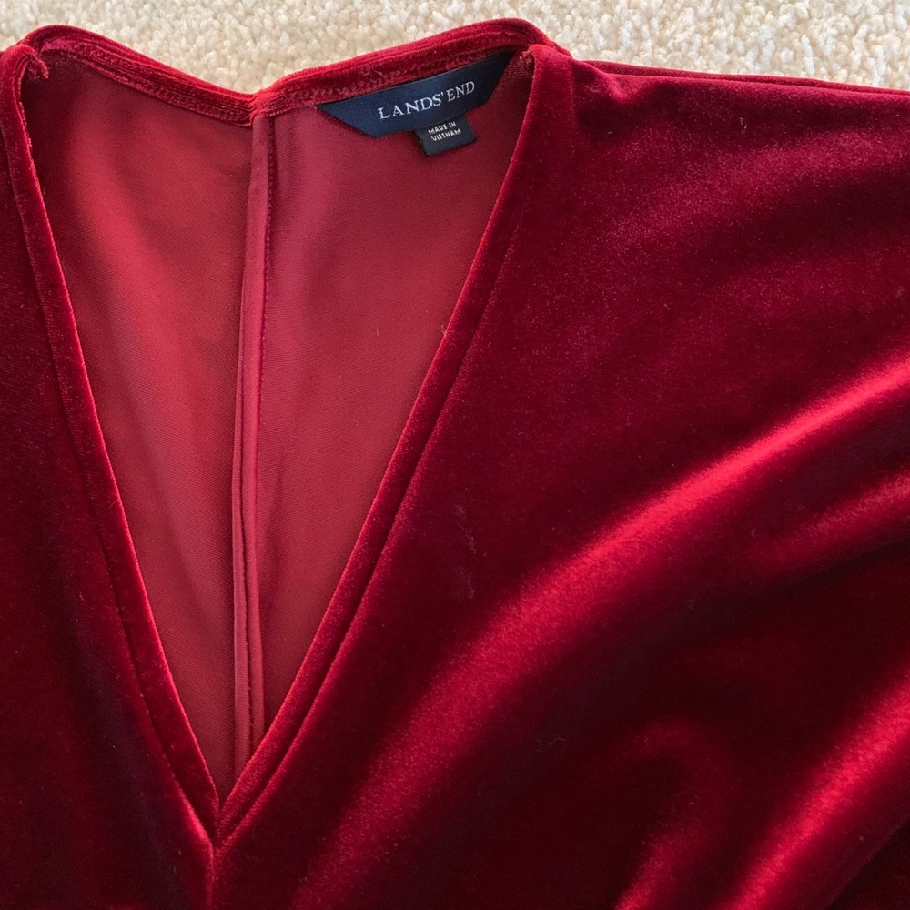 Lands’ End Red Velvet Top